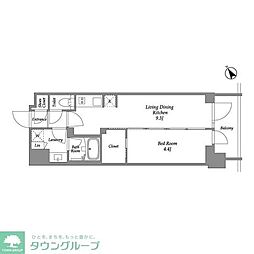 シーズンフラッツ大森西 1LDKの間取図画像