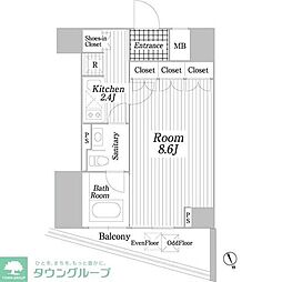 コートヒルズ広尾南 1Kの間取図画像