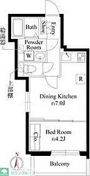目黒区上目黒3丁目マンション 1DKの間取図画像