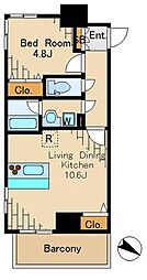 ベルドミール目黒 1LDKの間取図画像