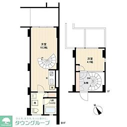 プライムアーバン目黒三田 1LDKの間取図画像