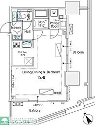 シティタワー新宿 1Kの間取図画像