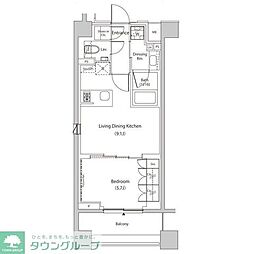 ザ・パークハビオ目黒プレイス 1LDKの間取図画像