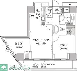 パークハビオ渋谷本町レジデンス 2LDKの間取図画像