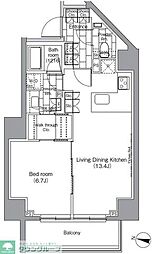パークハビオ恵比寿 1LDKの間取図画像