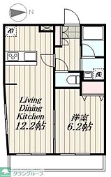 スカイコート戸越 1LDKの間取図画像
