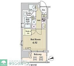 Parknadefit新富町 1Kの間取図画像