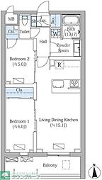 MOCXION PREMIUM四谷大京町 2LDKの間取図画像