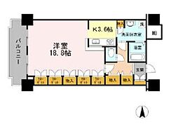 品川シーサイドビュータワー1 1Kの間取図画像