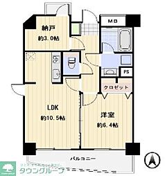 パークテラス恵比寿 1LDKの間取図画像