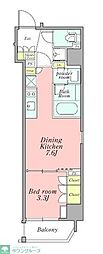 CRESTCOURT新宿山吹町 1DKの間取図画像