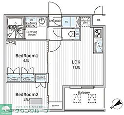 ビエラコート日本橋久松町 2LDKの間取図画像