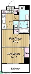 アイル品川WEST旗の台 2Kの間取図画像