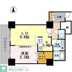 品川シーサイドビュータワー1 1LDKの間取図画像