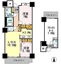 品川シーサイドビュータワー1 2LDKの間取図画像