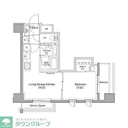 ザ・パークハビオ目黒レジデンス 1LDKの間取図画像