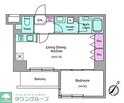 レジディア築地 1LDKの間取図画像