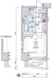 LIVCITY田町 1Kの間取図画像
