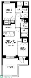 オーベル目黒 2LDKの間取図画像