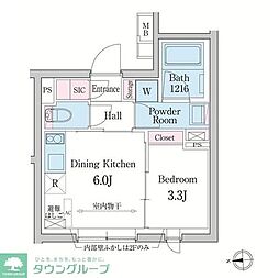 デュオメゾン渋谷 1DKの間取図画像