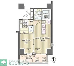 VerdeCourt西新宿 1LDKの間取図画像