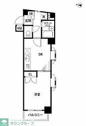 グランヴァン中延 1DKの間取図画像