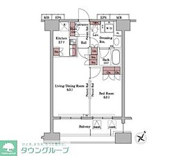 パークアクシス白金台 1LDKの間取図画像