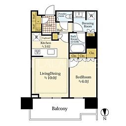 HARUMI FLAG SEA VILLAGEA棟 1LDKの間取図画像