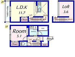RMF 2階1LDKの間取り
