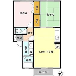 リアルコンフォート 2階2LDKの間取り