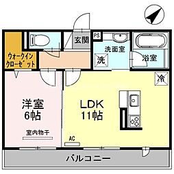 Le　cielI 2階1LDKの間取り