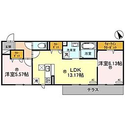 Lys Gracieux 1階2LDKの間取り