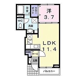 リバティ　スペースIII 1階1LDKの間取り