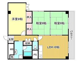 草津ロイヤルプラザ 3LDKの間取図画像