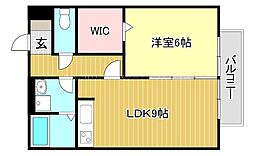 瀬田メディエートプラザA棟 1LDKの間取図画像