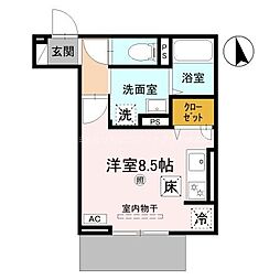 ヴェルソー石山 ワンルームの間取図画像