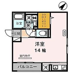 リヴェール 1Kの間取図画像