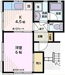 ベイジェ6番館 1Kの間取図画像