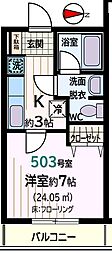 メゾン武蔵浦和 1Kの間取図画像