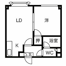 モア澄川 2階1DKの間取り