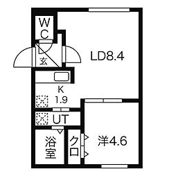 アステール 2階1LDKの間取り