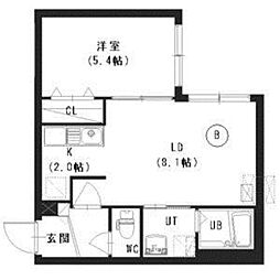 X-Star澄川 1階1LDKの間取り