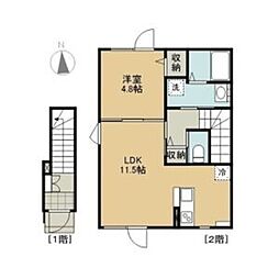 札幌市営南北線 澄川駅 徒歩10分の賃貸アパート 2階1LDKの間取り