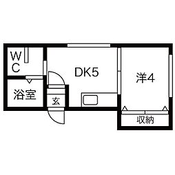 アークコート澄川 3階1DKの間取り