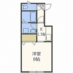 えいと館 1Kの間取図画像