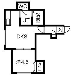 ブリックスクエア 1DKの間取図画像
