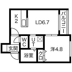 オルフィーク 1LDKの間取図画像