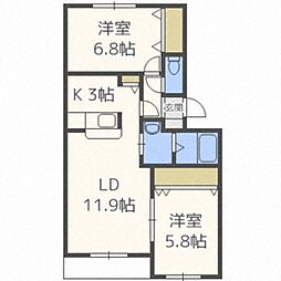 イシラバス藻岩 2LDKの間取図画像