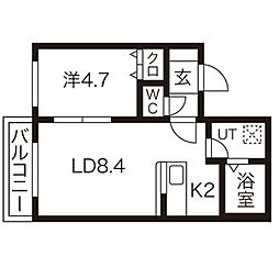 エトワール 1LDKの間取図画像