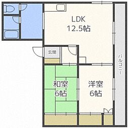 ハイツ真駒内 2LDKの間取図画像